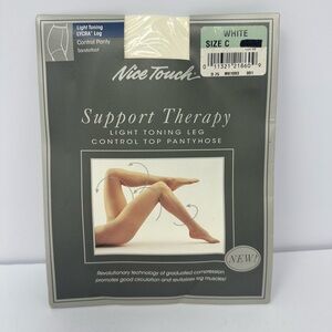 VTG Sears Nice Touch Support Therapy Light Toning Leg Control Top Size C White